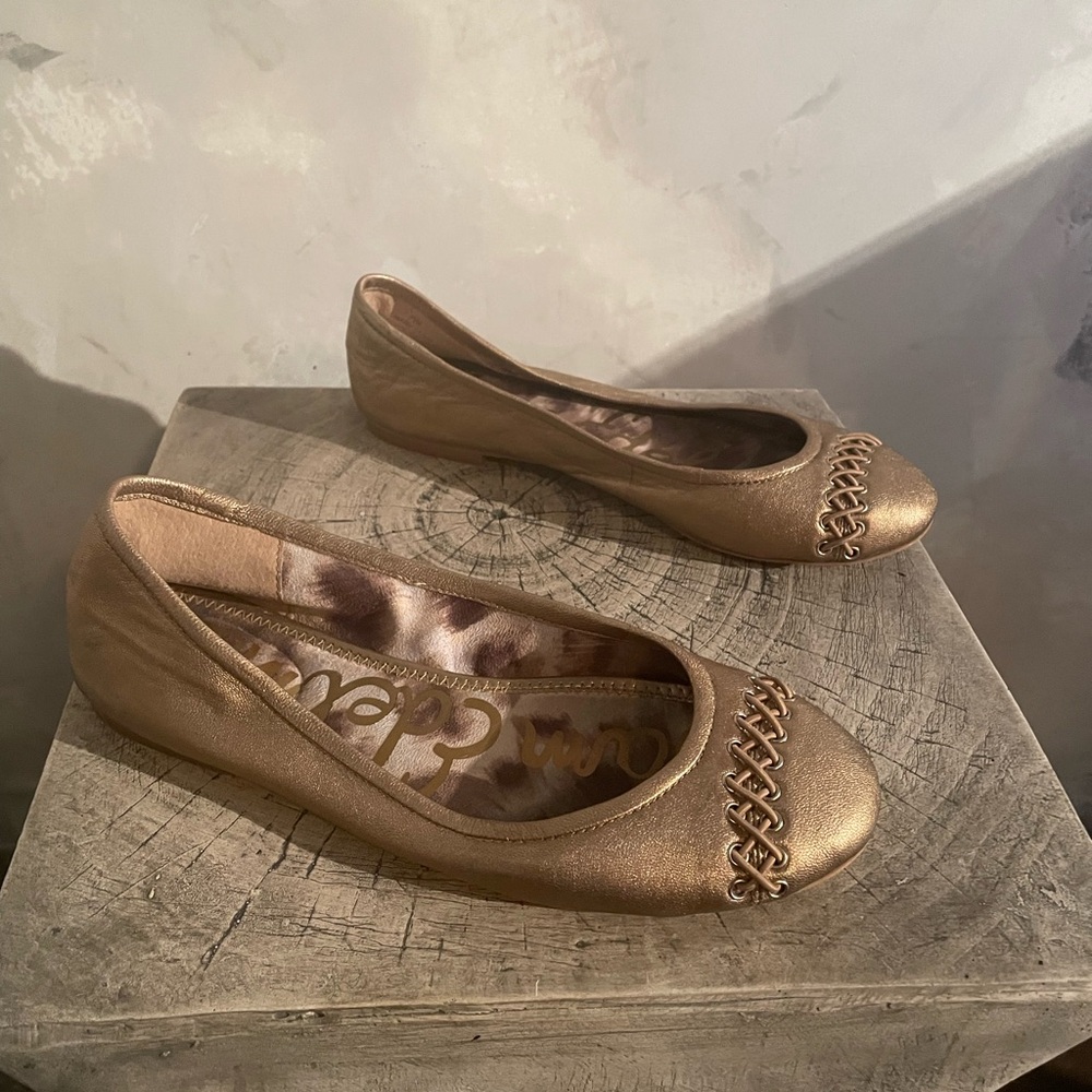 Sam Edelman Bronze Flats with Woven Detail